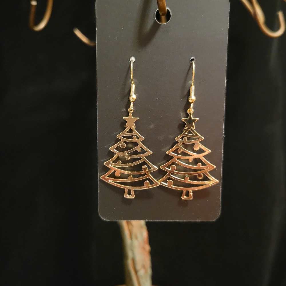2/$20 X-Mas Stainless Steel Christmas Tree Earrings